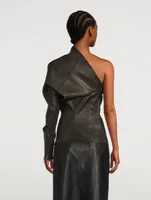 Leather Draped Asymmetrical Top