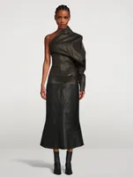 Leather Draped Asymmetrical Top