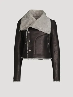 Shearling-Trimmed Leather Jacket