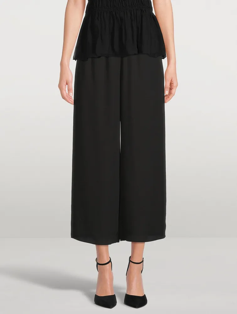Easy Wide-Leg Recycled Georgette Trousers