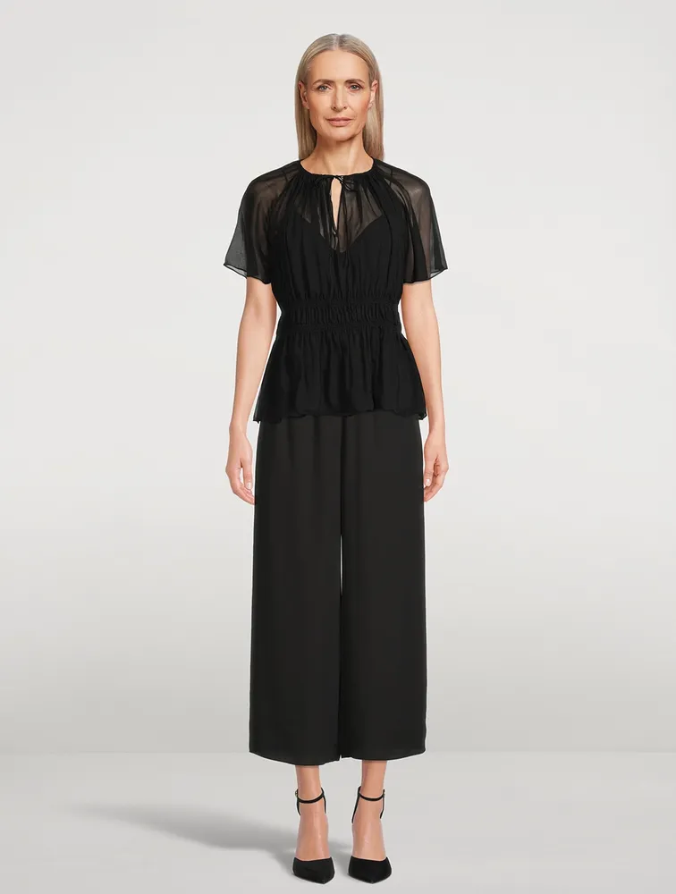 Easy Wide-Leg Recycled Georgette Trousers