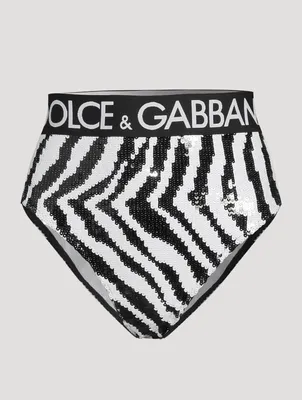 Logo-Band Sequin Brief Zebra Print