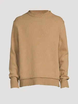 Wool And Linen Crewneck Sweater With Elbow Patches