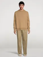 Wool And Linen Crewneck Sweater With Elbow Patches