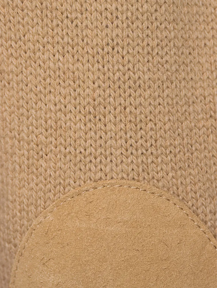 Wool And Linen Crewneck Sweater With Elbow Patches