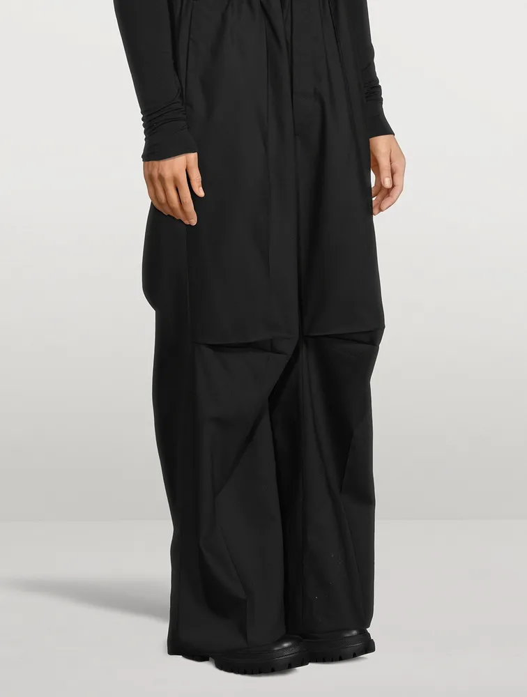 Wool Oversized Pants With Elastic Waist