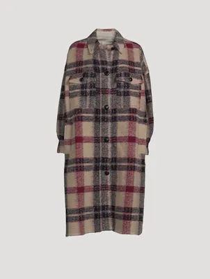 Fontizi Long Shirt Jacket Plaid Print