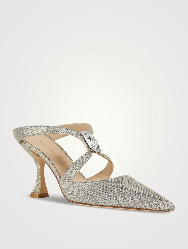 Solitaire Glitter Leather Mules