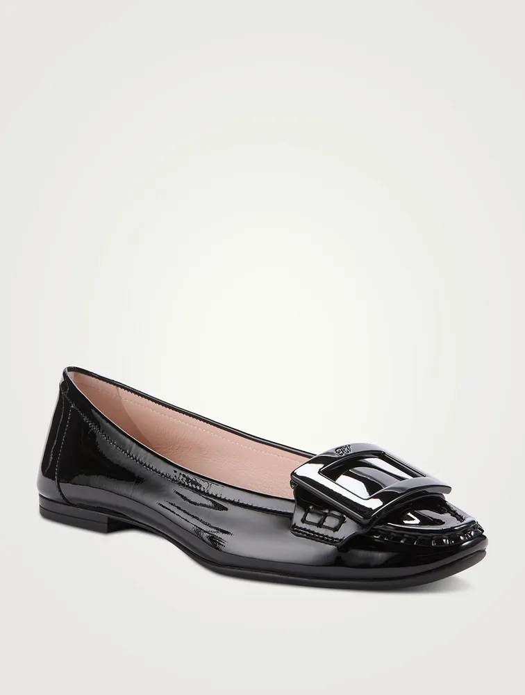 Lacquered Buckle Patent Leather Loafers