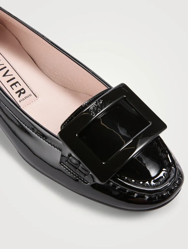 Lacquered Buckle Patent Leather Loafers