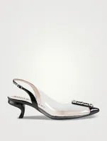 Virgule Strass Buckle Patent Leather And PVC Slingback Pumps