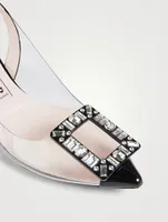 Virgule Strass Buckle Patent Leather And PVC Slingback Pumps