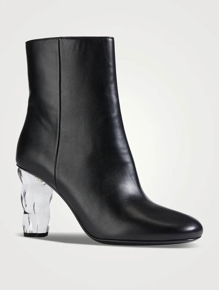 Le Luz Embellished-Heel Leather Ankle Boots