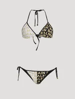 Triangle Bikini Set Logo Print