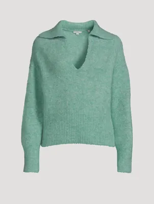 Brushed Wool Johnny Collar Sweater