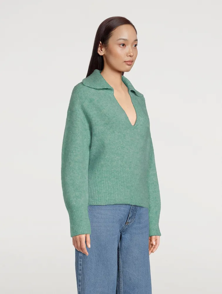 Brushed Wool Johnny Collar Sweater