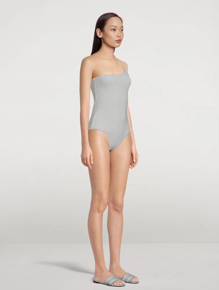 Sparkle One-Shoulder One-Piece Swimsuit