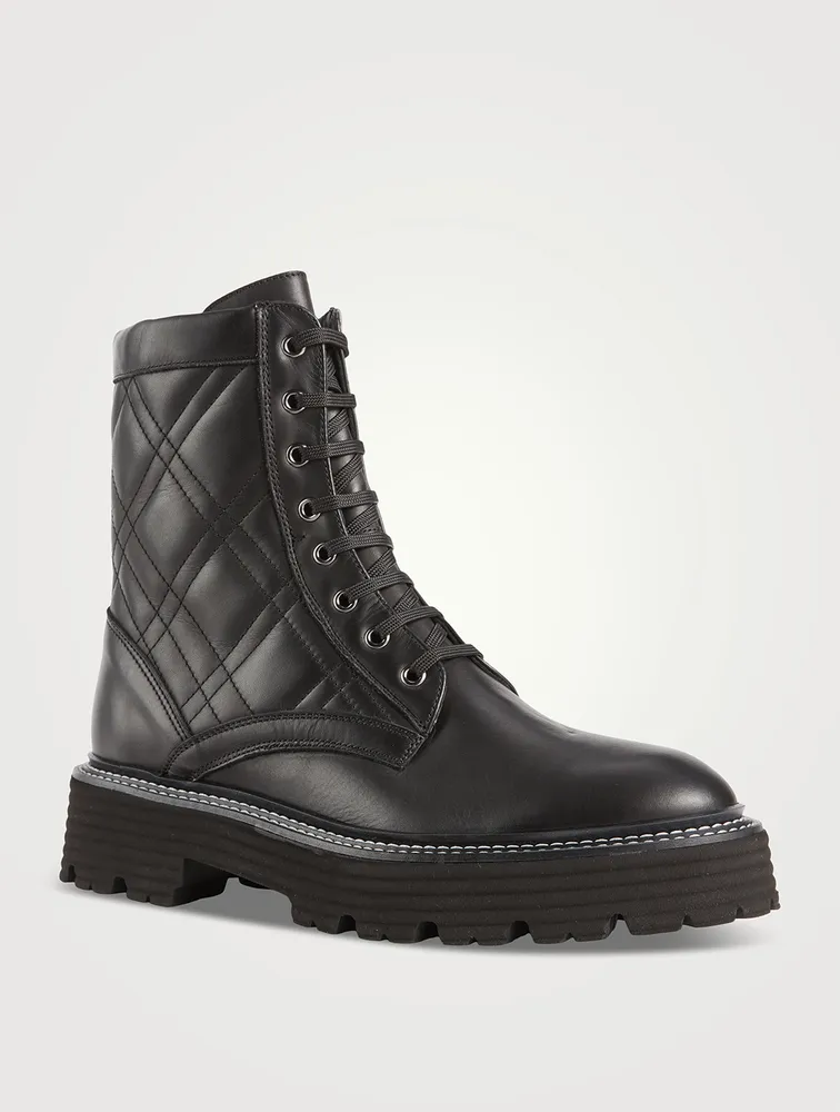 Yasmine Quilted Leather Combat Boots