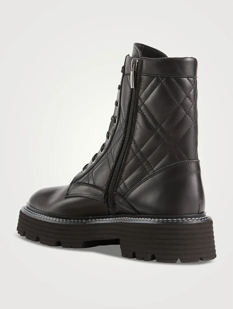 Yasmine Quilted Leather Combat Boots