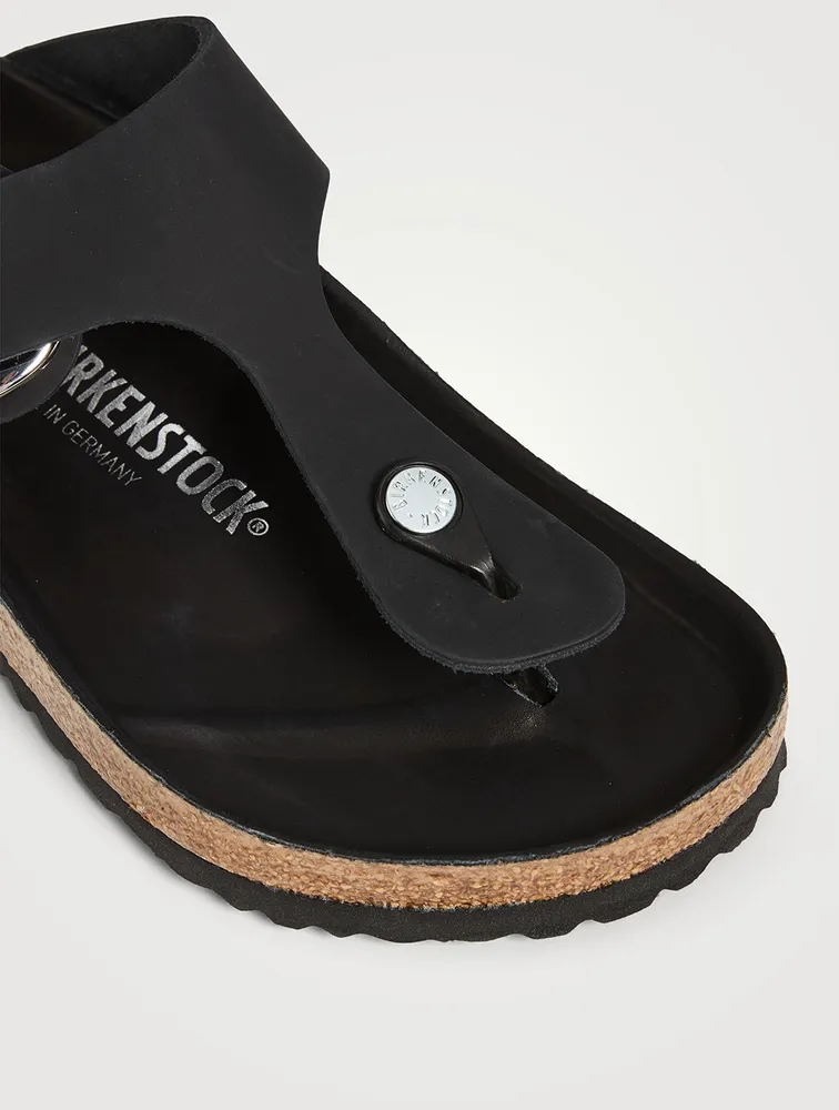 Gizeh Big Buckle Leather Thong Sandals
