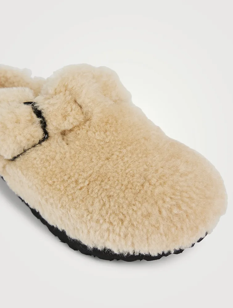 Boston Big Buckle Shearling Clogs