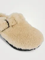 Boston Big Buckle Shearling Clogs