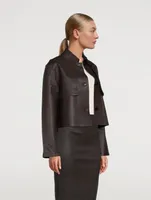 Cropped Leather Trench Coat