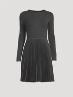 Wool-Blend Pleated Mini Dress