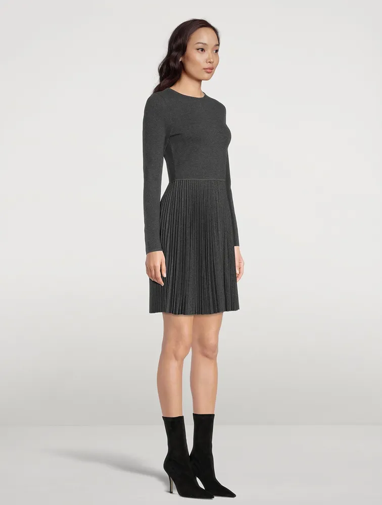 Wool-Blend Pleated Mini Dress