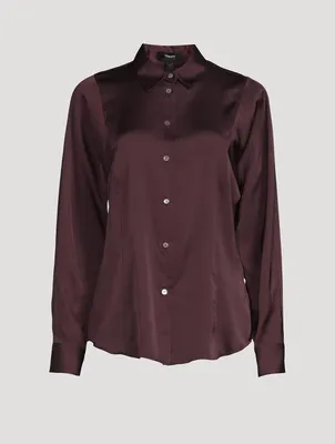 Seam-Cinched Button-Up Shirt