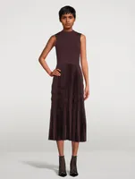 Satin Pleated Midi Dress