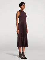 Satin Pleated Midi Dress