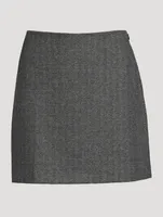 High-Waisted Herringbone Mini Skirt