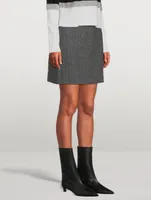 High-Waisted Herringbone Mini Skirt