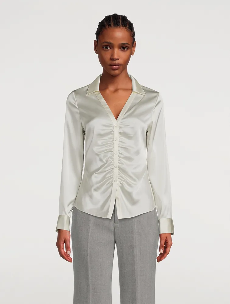 Ruched Button-Down Shirt