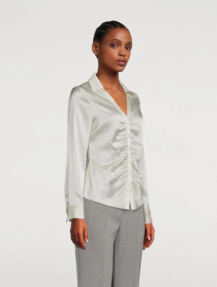 Ruched Button-Down Shirt