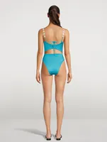 Hereida Pearl-Embellished Cut-Out One-Piece Swimsuit