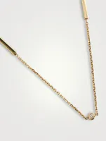 20-Inch 14K Gold Bar Bezel Station Chain Necklace With Diamonds