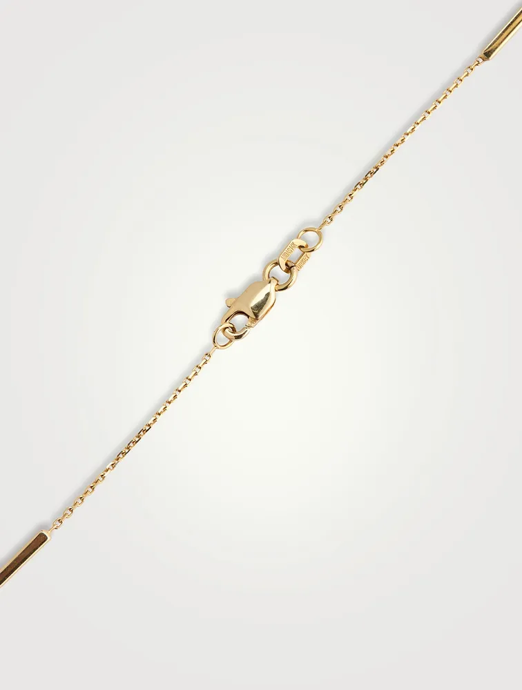 20-Inch 14K Gold Bar Bezel Station Chain Necklace With Diamonds