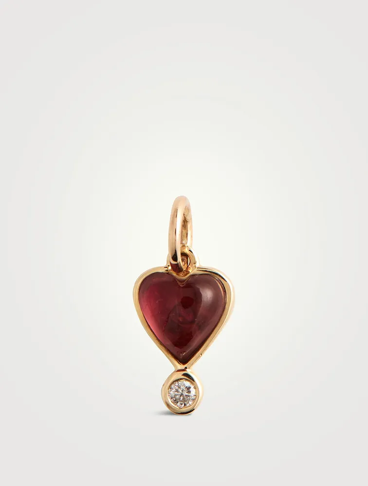 10K Gold Pink Byrdie Heart Pendant With Tourmaline And Diamond