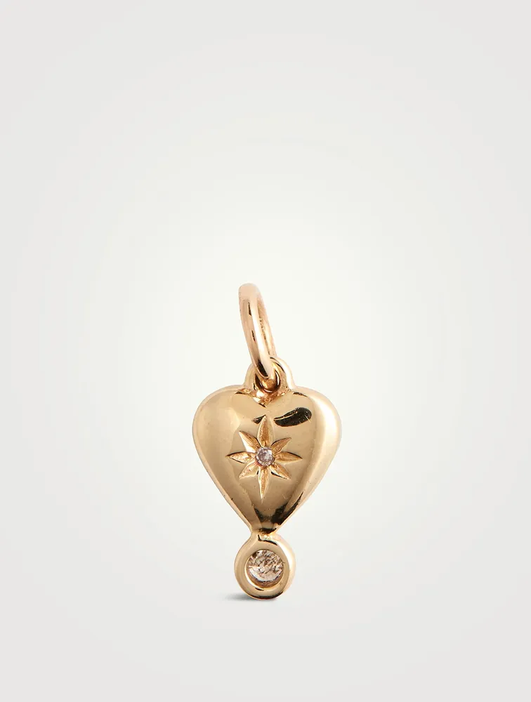 10K Gold Pink Byrdie Heart Pendant With Tourmaline And Diamond