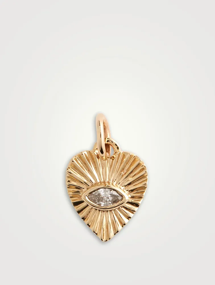 ZAHAVA Mini 10K Gold Sunbeam Heart Pendant With Diamond