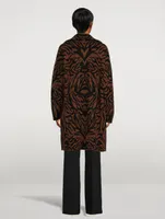Wool And Cashmere Animal Jacquard Long Jacket