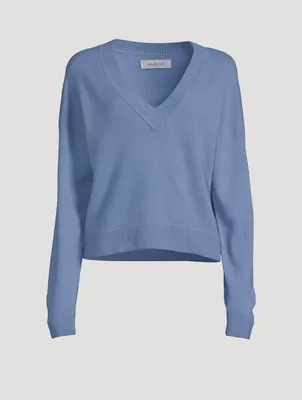 Cropped Cashmere V-Neck Sweater