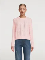 Cashmere Open Cable Crewneck Sweater