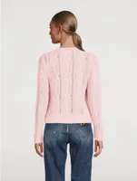 Cashmere Open Cable Crewneck Sweater