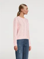 Cashmere Open Cable Crewneck Sweater