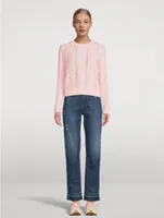 Cashmere Open Cable Crewneck Sweater