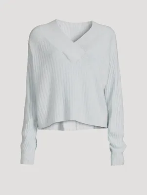 Coastal Cashmere Cropped V-Neck Sweater