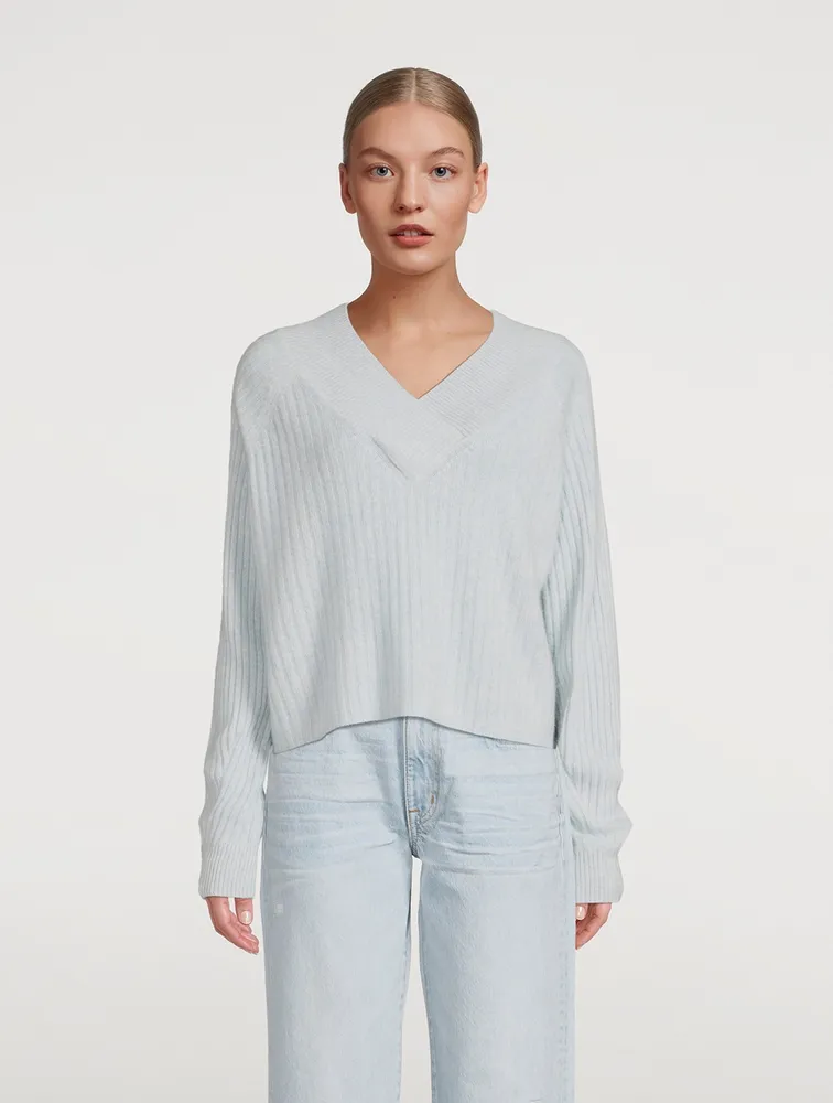 Coastal Cashmere Cropped V-Neck Sweater